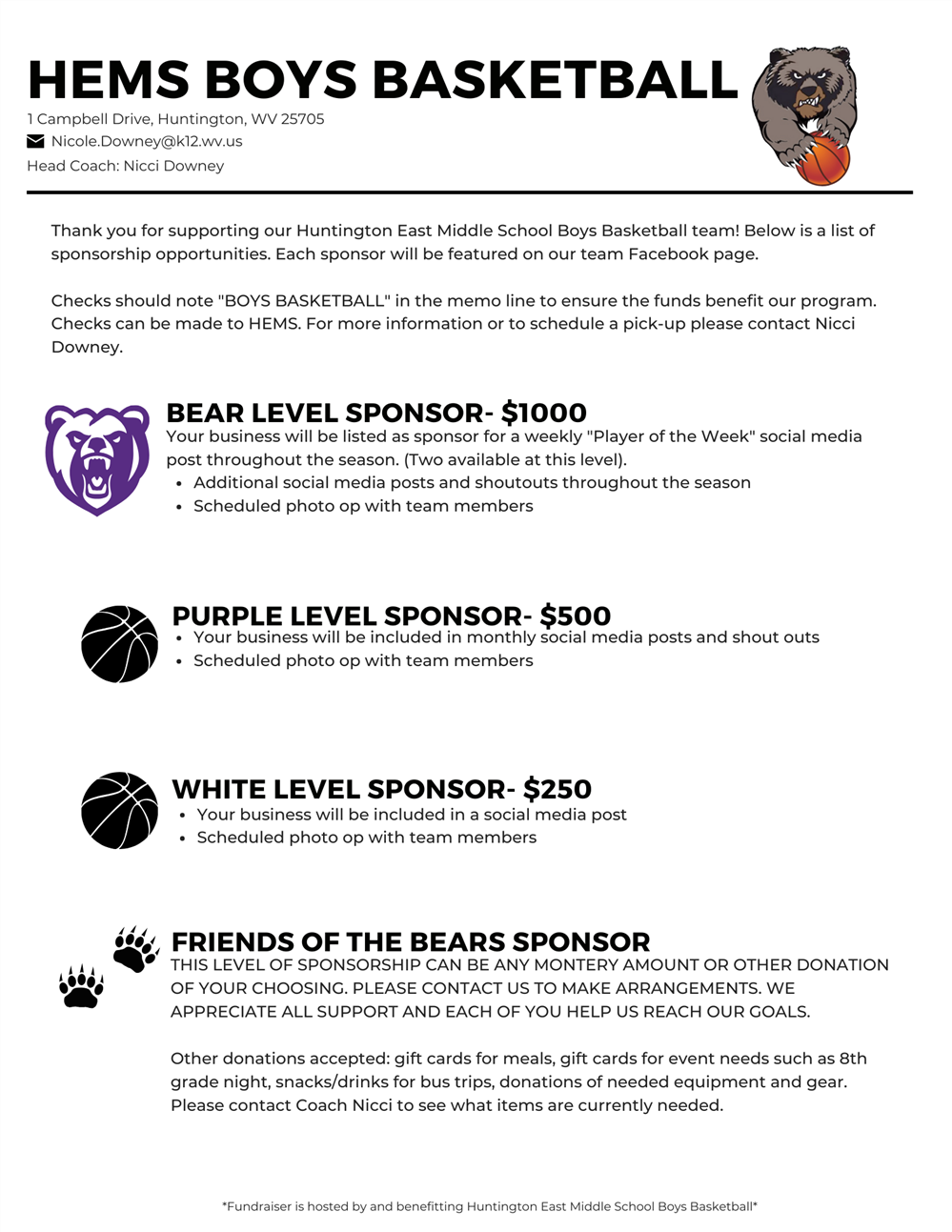 Sponsors Needed Page 2